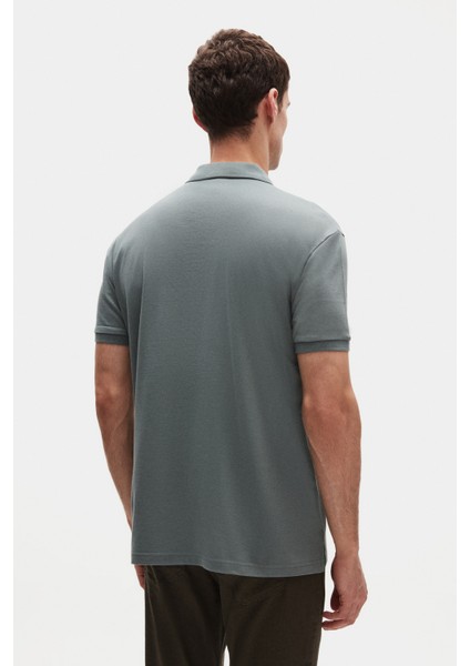 Slim Fit Koyu Yosun Düz T-Shirt modelleri