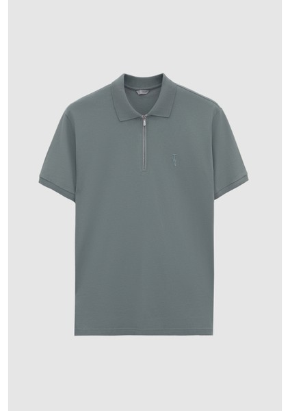 Slim Fit Koyu Yosun Düz T-Shirt indirimleri