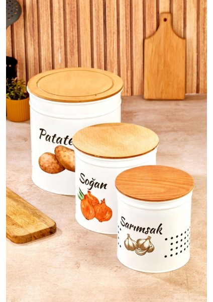 3 Katlı Ahşap Kapaklı Metal Patates Soğan Kovası - Sebzelik - Patates Soğanlık Sepeti Krem modelleri