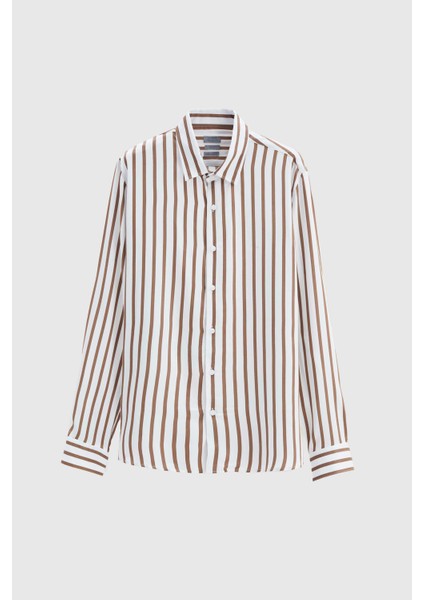 Slim Fit Kırık Beyaz Düz Gömlek indirimleri