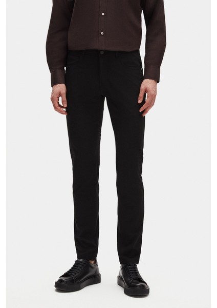 Siyah Armürlü Chino Pantolon