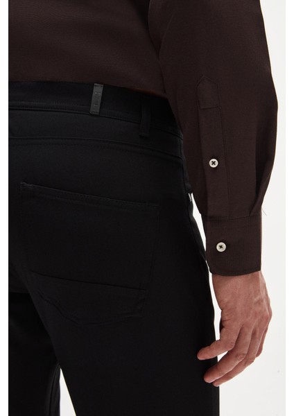 Siyah Armürlü Chino Pantolon