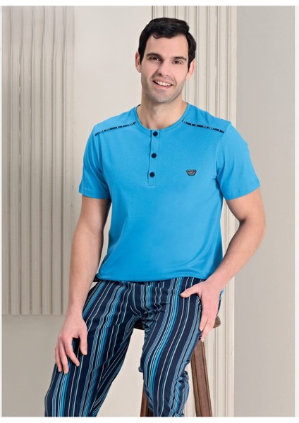 Erkek Mavi Renk Pijama Takım 1757