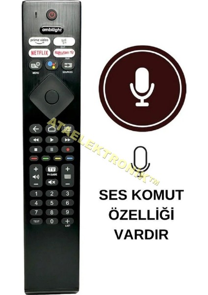 ( Ses Komutlu ) Phılıps Uyumlu Android Tv 50pus7906 43pus7906 55pus7906 65pus7906 70pus7906 Kumandası