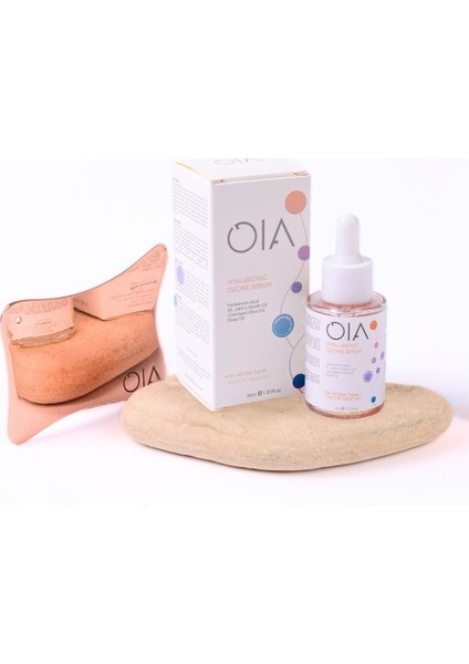 2'li Doğal Botoks Seti | Hyalüronik Ozon Serum &kare Bakır Gua Sha | Tüm Cilt Tipleri Için