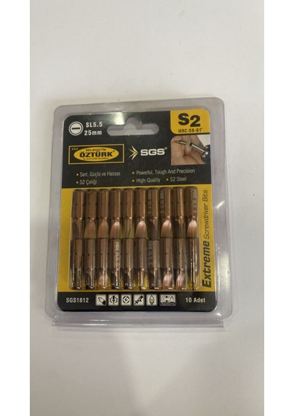DÜZ UÇLU BİTS 25 mm Paket Içi 10 LU