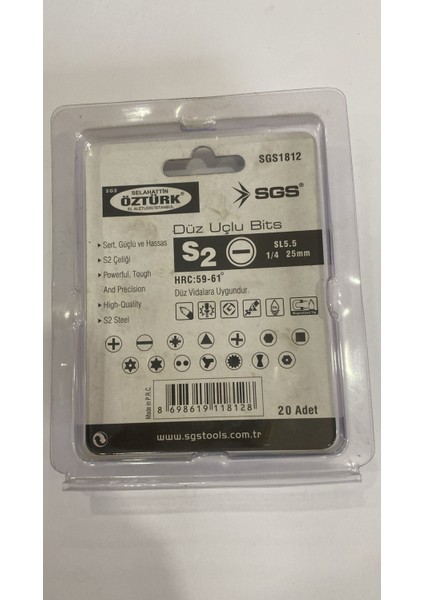 DÜZ UÇLU BİTS 25 mm Paket Içi 10 LU