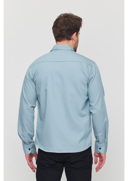 Erkek Mint Slim Fit Dar Kalıp Pamuklu Kot Gömlek