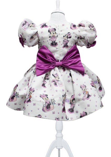 Minnie Mouse Kabarık Balon Kollu Organze Abiye - Minnie Kız Çocuk Elbise - Çocuk Abiye Çocuk Elbise fiyatları