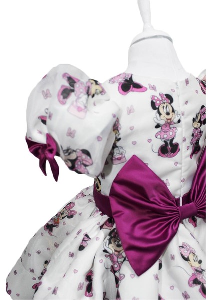 Minnie Mouse Kabarık Balon Kollu Organze Abiye - Minnie Kız Çocuk Elbise - Çocuk Abiye Çocuk Elbise fırsatları