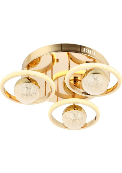 Elya 3lü Plafonyer Avize Gold