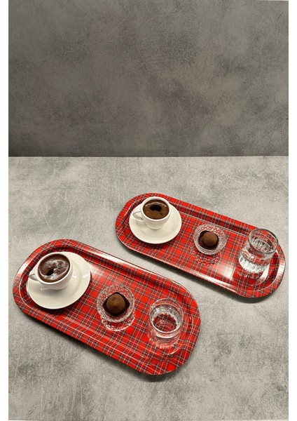 Home 2'li Oval Sunumluk Tepsi - Kırmızı Ekose modelleri