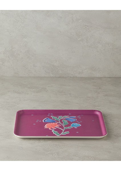 Carnival Posy Melamin Kaydırmaz Tepsi 27X36 cm Fuşya