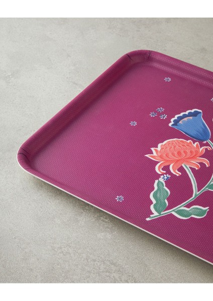 Carnival Posy Melamin Kaydırmaz Tepsi 27X36 cm Fuşya modelleri