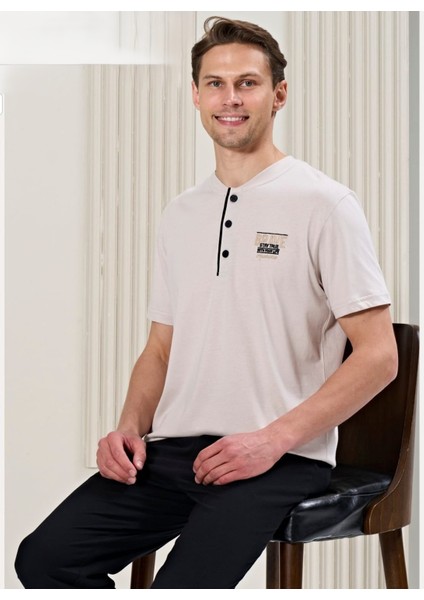 Erkek Bej Renk Pijama Takım 1730