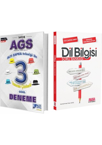 Altı Şapka 2025 Meb Ags 3 Deneme ve Akm Dil Bilgisi Soru Bankası Seti 2 Kitap