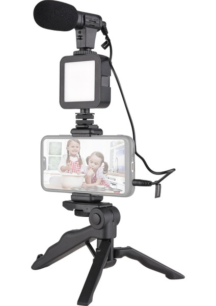 Mini LED Video Işığı ve Süper Kardioid Kondansatör Mikrofonlu Vlog Seti 56 Adet Işık Perlisi Crı≥90 Ayarlanabilir Parlaklık (Yurt Dışından)