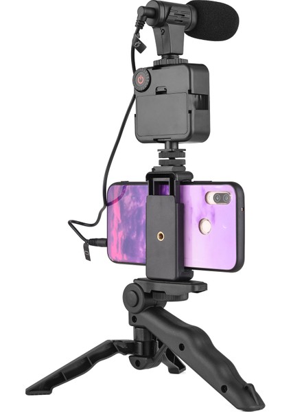 Mini LED Video Işığı ve Süper Kardioid Kondansatör Mikrofonlu Vlog Seti 56 Adet Işık Perlisi Crı≥90 Ayarlanabilir Parlaklık (Yurt Dışından)