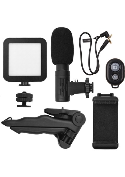 Mini LED Video Işığı ve Süper Kardioid Kondansatör Mikrofonlu Vlog Seti 56 Adet Işık Perlisi Crı≥90 Ayarlanabilir Parlaklık (Yurt Dışından)