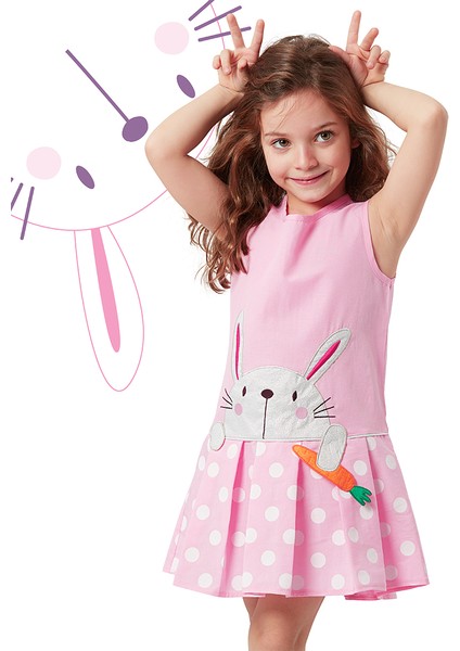 Havuç Delisi Kız Çocuk Pembe Elbise