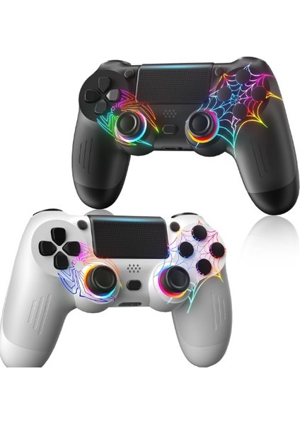 Ps3/ps4/pc Uyumlu Rgb Spiderman Işıklı Çift Motor Titreşimli Bluetooth Oyun Kolu