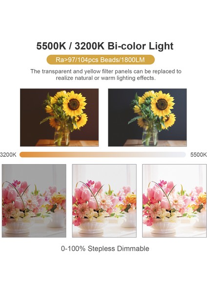 Mini Kamera Üstü LED Video Işığı Ikili Renkli 3200K/5600K 1800LM RA97+ (Yurt Dışından) fırsatları