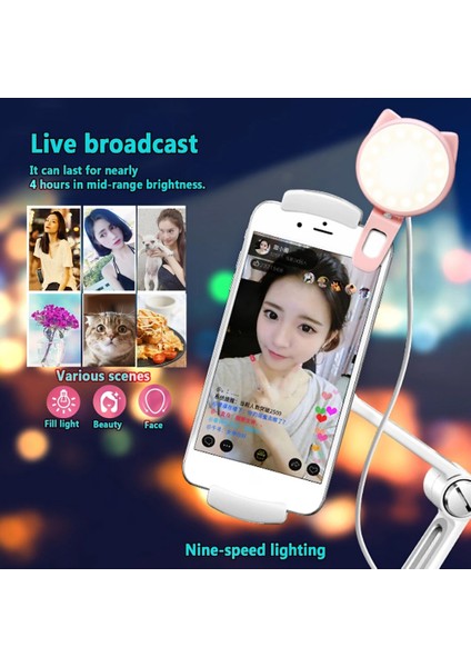 Jısulıfe Cep Telefonu/dizüstü Bilgisayar LED Halka Işığı 9 Seviyeli Ayarlı Parlaklıklı Mini Takılabilir Dolgu Işığı (Yurt Dışından)