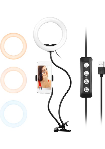 8 Inç Iki Işlevli LED Halka Işık Metal Şlanğ Destekli Telefon Tutucu (Yurt Dışından) fırsatları