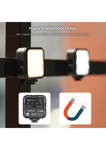 Godox Lıtemons LED6R Rgb LED Video Işığı Şarj Edilebilir 3200K - 6500K Parlaklık Ayarlanabilir 13 Aydınlatma Efekti (Yurt Dışından)
