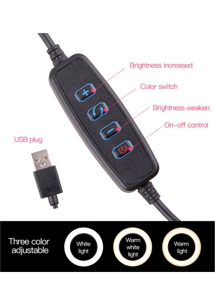 160 mm Aydınlatma Seviyesi Ayarlanabilir USB ile Enerjilendirilen LED Halka Işığı (Yurt Dışından) fırsatları