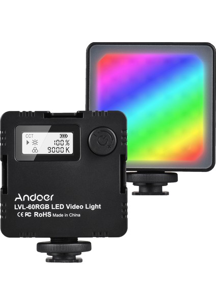 LVL-60RGB Mini Iki Renkli LED Video Işığı 2500K - 9000K Parlaklık Ayarlı Şarj Edilebilir Pil (Yurt Dışından)