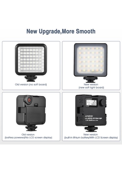 LVL-60RGB Mini Iki Renkli LED Video Işığı 2500K - 9000K Parlaklık Ayarlı Şarj Edilebilir Pil (Yurt Dışından) fiyatları