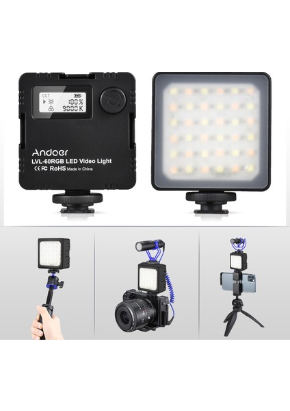 LVL-60RGB Mini Iki Renkli LED Video Işığı 2500K - 9000K Parlaklık Ayarlı Şarj Edilebilir Pil (Yurt Dışından) modelleri