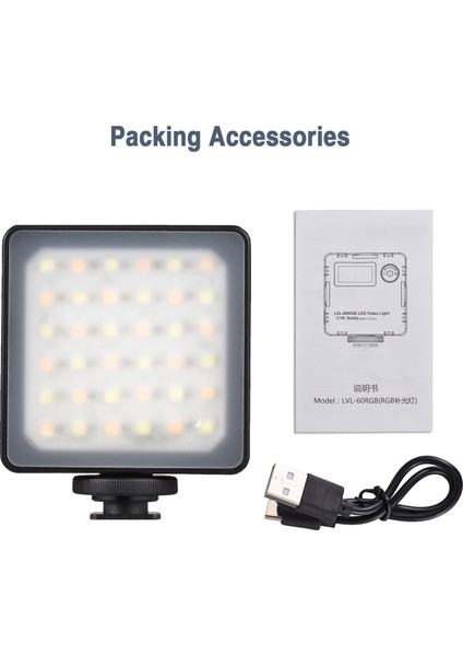 LVL-60RGB Mini Iki Renkli LED Video Işığı 2500K - 9000K Parlaklık Ayarlı Şarj Edilebilir Pil (Yurt Dışından) fırsatları