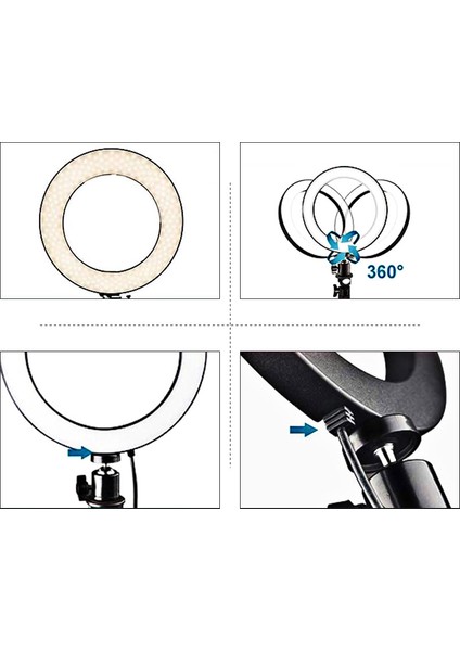 16 cm Fotoğrafçılık Için Cep Telefonu Tutucu ile Katlanabilir LED Aydınlatma Halkası (Yurt Dışından)