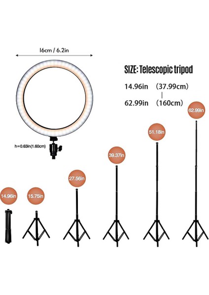 16 cm Fotoğrafçılık Için Cep Telefonu Tutucu ile Katlanabilir LED Aydınlatma Halkası (Yurt Dışından) modelleri