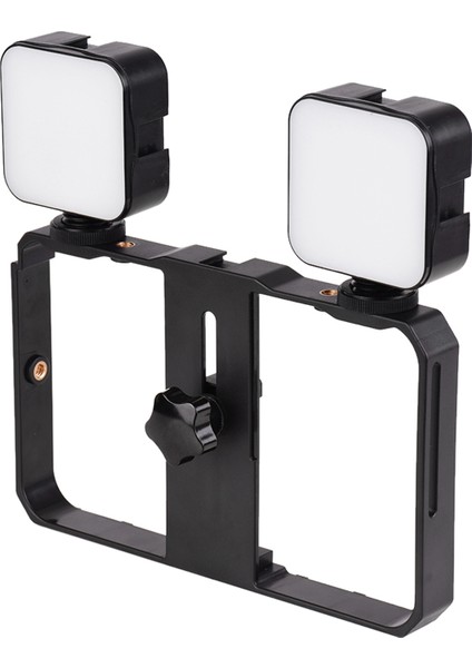 Mini LED Video Işığı 5W 6500K Ayarlanabilir 2 Adet Ele Tutulabilir Akıllı Telefon Video (Yurt Dışından)