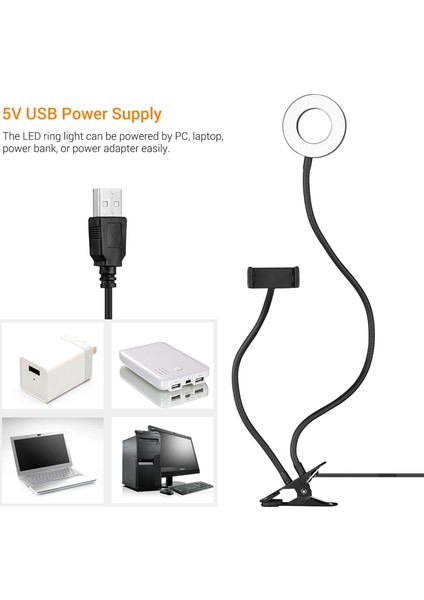 Webcam Işık Stantı Takılabilir Mini USB Halka Işığı 3 Işık Modu Esnek Kollu (Yurt Dışından) fiyatları