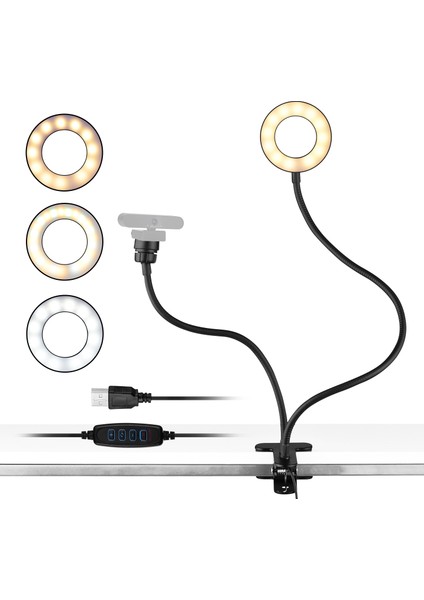Webcam Işık Stantı Takılabilir Mini USB Halka Işığı 3 Işık Modu Esnek Kollu (Yurt Dışından) indirimleri