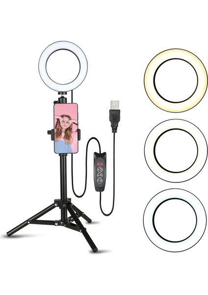 Canlı Yayın Için Telefon Tutuculu 3 Seviyeli Parlaklıklu LED Halka Işığı (Yurt Dışından) fiyatları