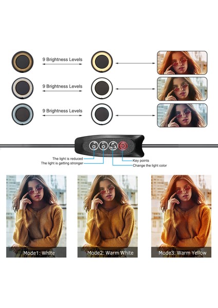 Canlı Yayın Için Telefon Tutuculu 3 Seviyeli Parlaklıklu LED Halka Işığı (Yurt Dışından) indirimleri