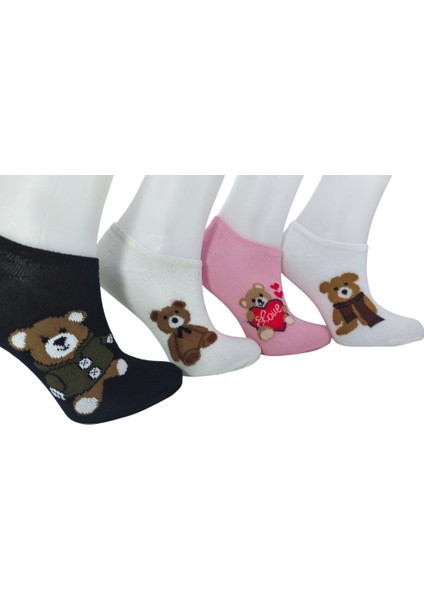 4 Çift Kadın Bear Ayıcıklı Desenli Kolej Çorap modelleri