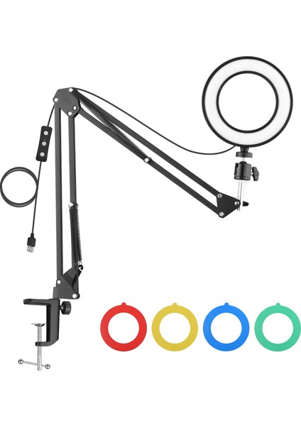 6 Inç LED Halka Işık Seti 5600K Canlı Yayın Için USB Halka Işık Masaya Takılır Standı (Yurt Dışından)