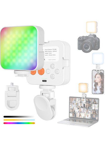 Cep Rgb Video Işığı 3000K - 6500K Parlaklık Ayarlı Gömülü Pil (Yurt Dışından)