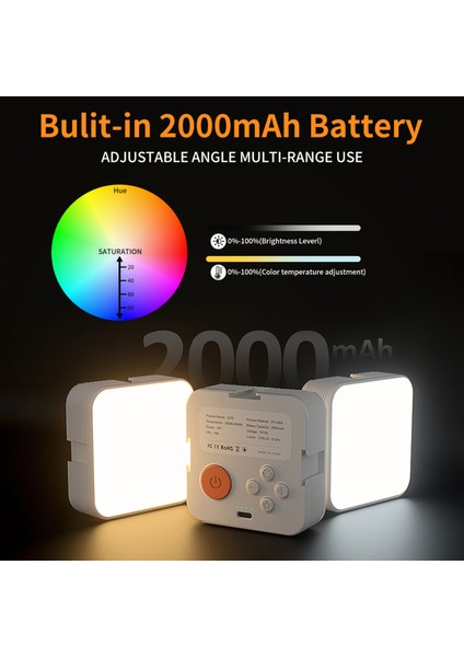 Cep Rgb Video Işığı 3000K - 6500K Parlaklık Ayarlı Gömülü Pil (Yurt Dışından) fiyatları