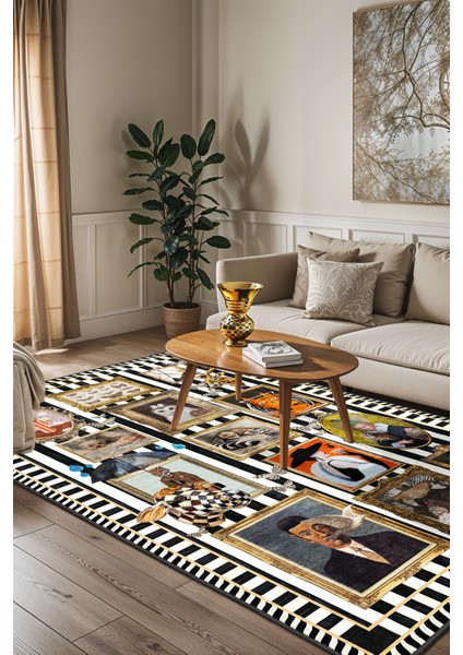 Mackenzie Modern Halı, Makinede Yıkanabilir Kaymaz Taban, Ince Salon Halısı, Mutfak Halısı ve Yolluk