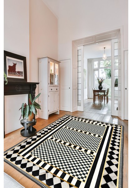 Mackenzie Modern Halı, Makinede Yıkanabilir Kaymaz Taban, Ince Salon Halısı, Mutfak Halısı ve Yolluk