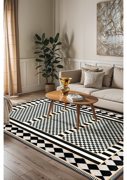 Mackenzie Modern Halı, Makinede Yıkanabilir Kaymaz Taban, Ince Salon Halısı, Mutfak Halısı ve Yolluk
