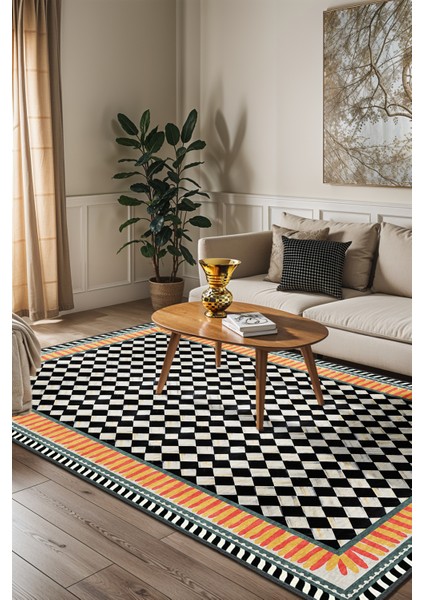 Mackenzie Modern Halı, Makinede Yıkanabilir Kaymaz Taban, Ince Salon Halısı, Mutfak Halısı ve Yolluk