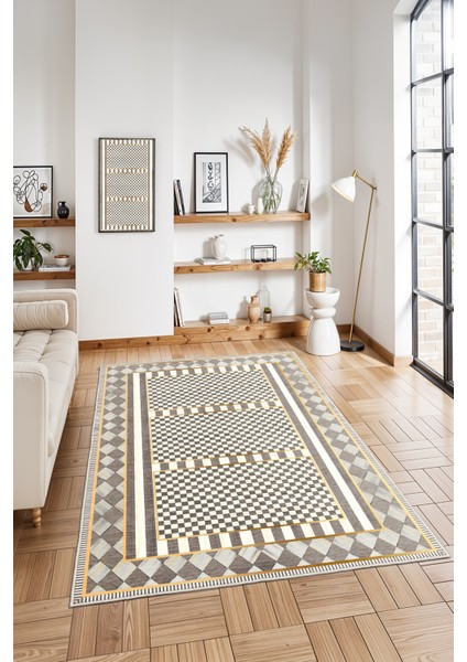 Mackenzie Modern Halı, Makinede Yıkanabilir Kaymaz Taban, Ince Salon Halısı, Mutfak Halısı ve Yolluk